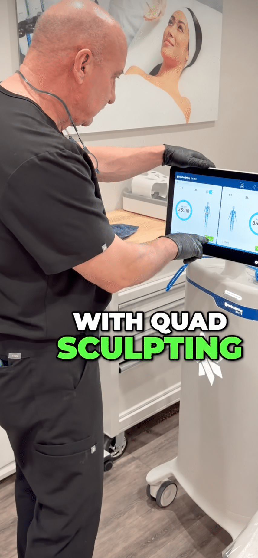 Dr. Scott Siverhus operating the CoolSculpting Elite touchscreen at Contour You Med Spa